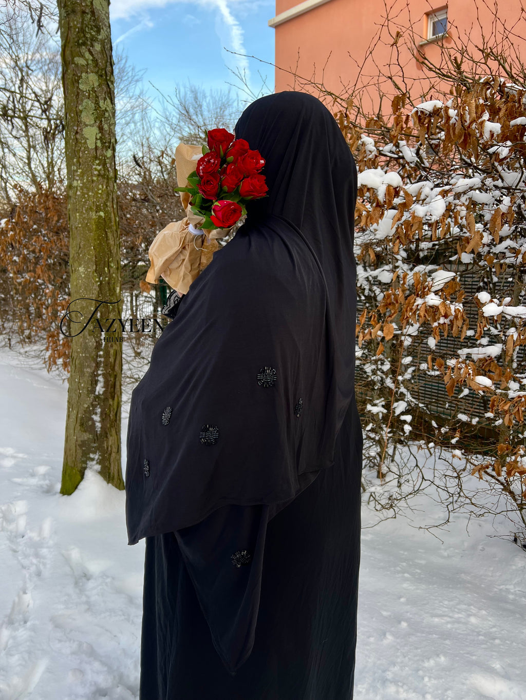 Hijab jersey à strass noir