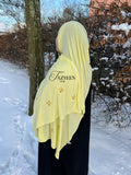 Hijab jersey à strass jaune