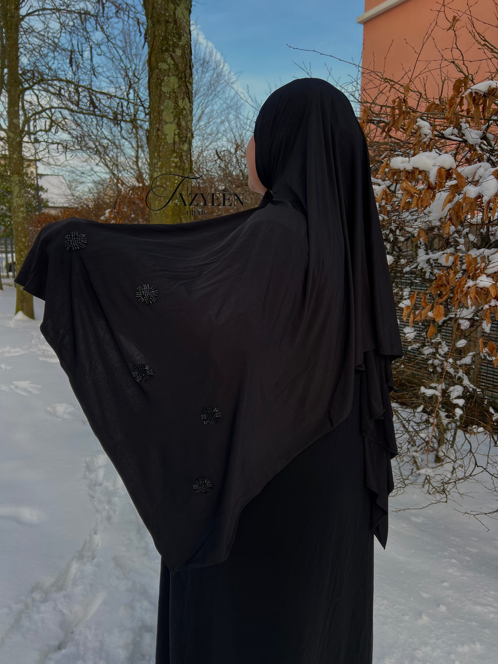 Hijab jersey à strass noir