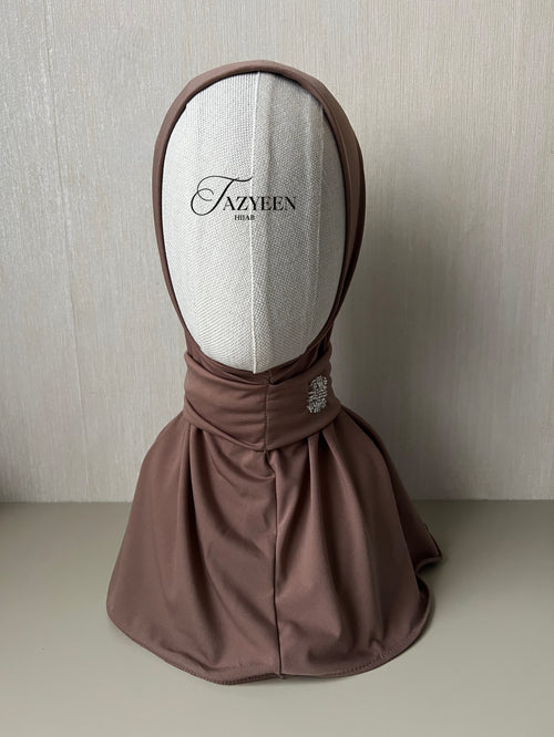 Cagoule hijab à strass taupe