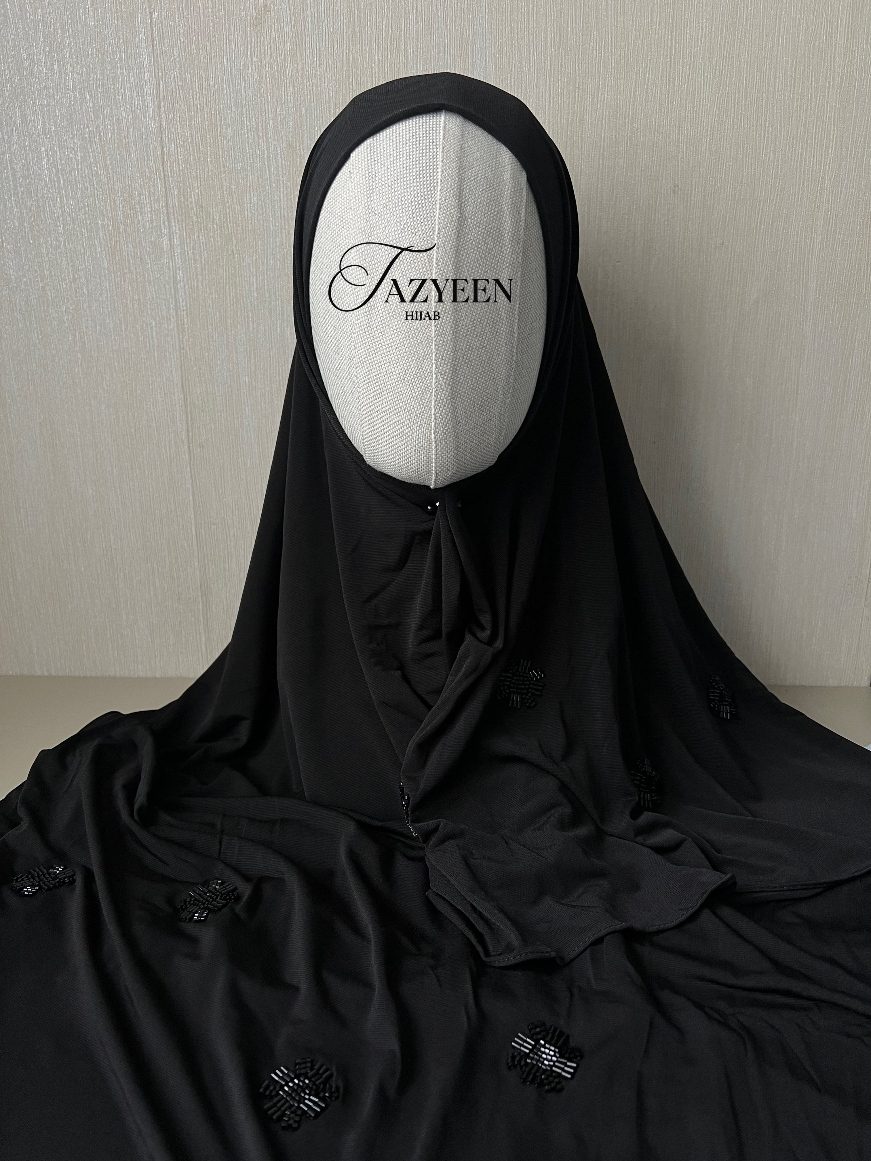 Hijab jersey à strass noir